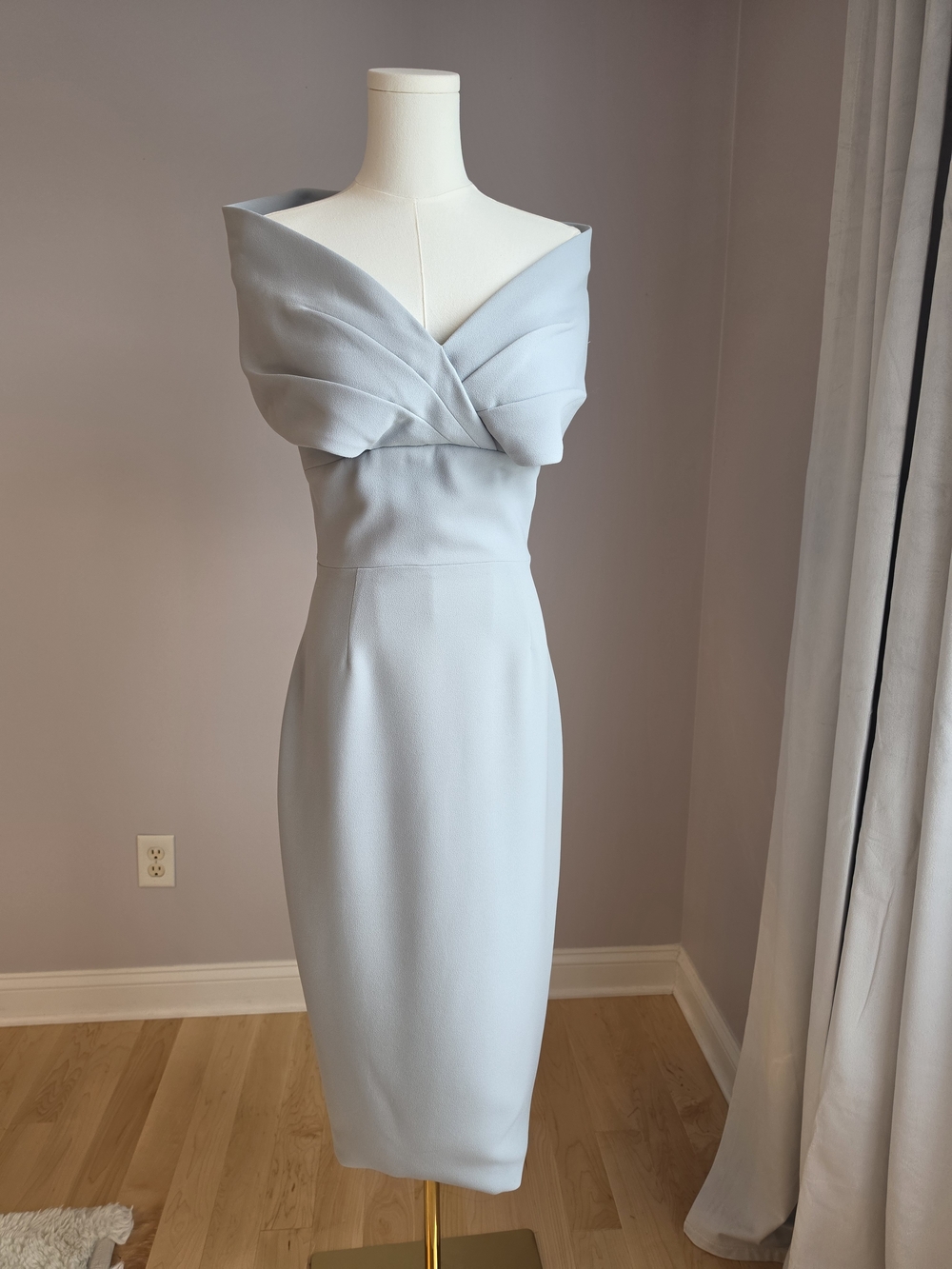 One-Shoulder Light Blue Sheath Dress